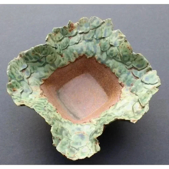Vintage Signed KOS Brown / Green Stoneware Art Studio Pottery Ceramic Bowl - Picture 1 of 4